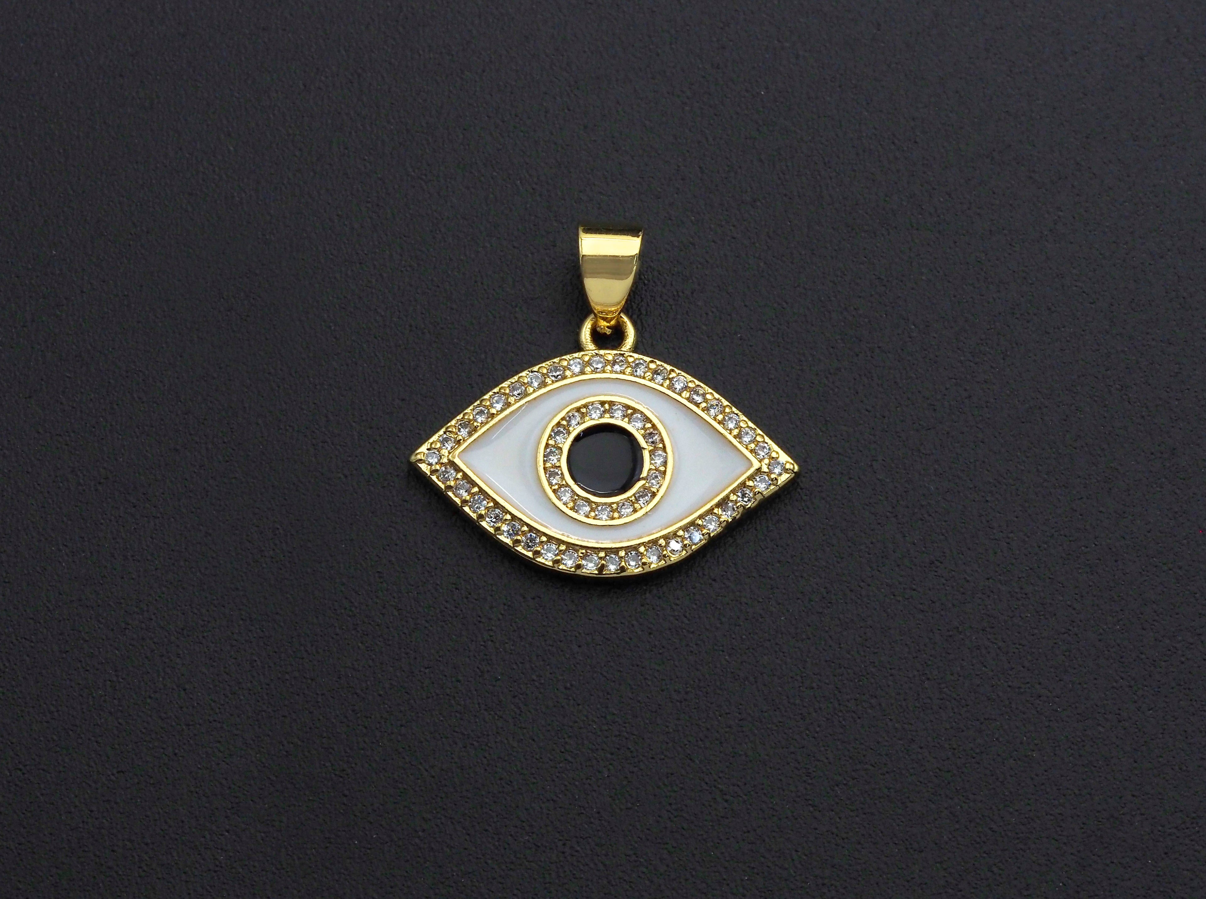 Enamel Colorful Evil Eye Pendant, CZ Micro Pave Oil Drop pendant,Enamel pendant,Enamel Jewelry, 15x21mm, sku#F1049