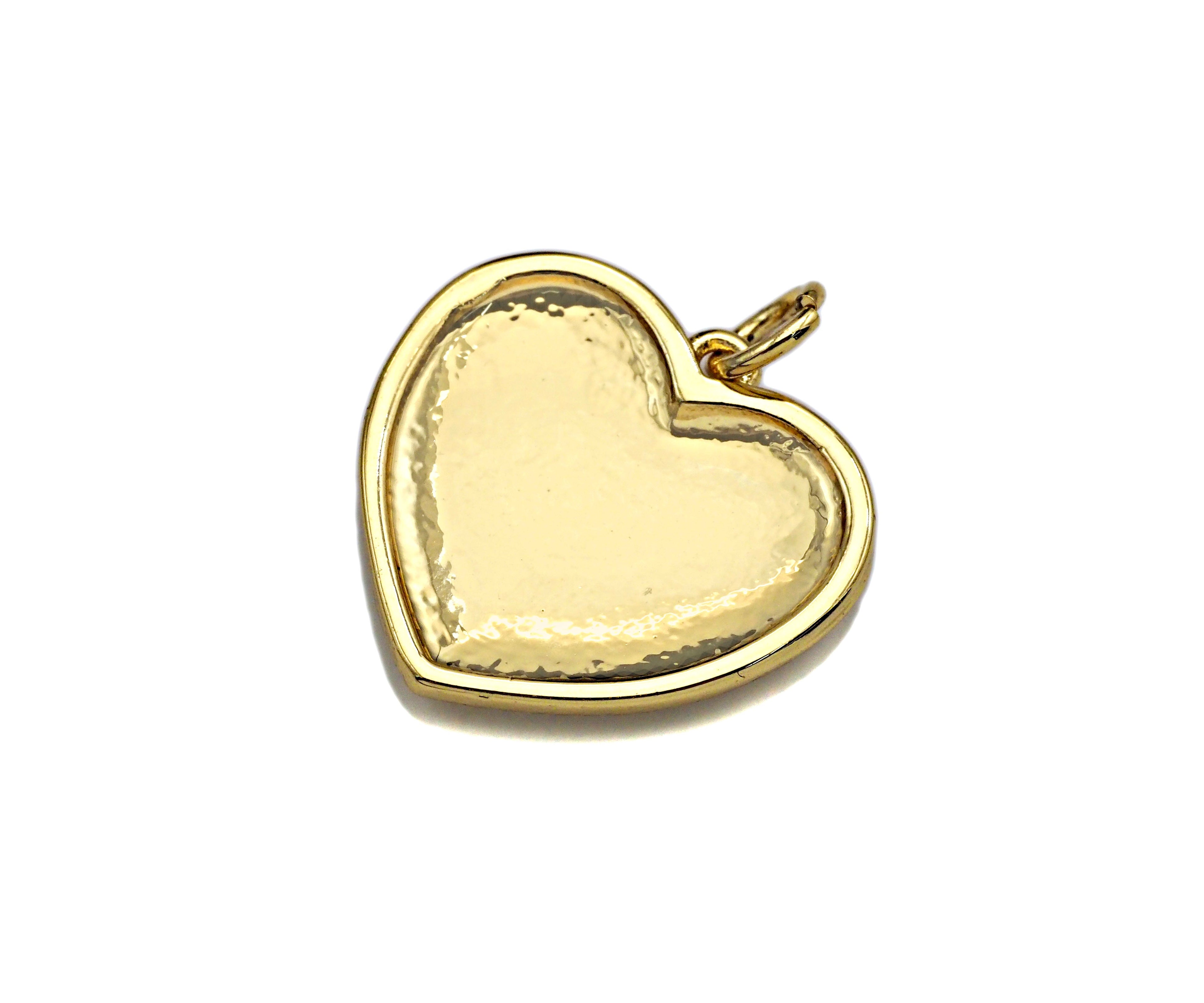 Dainty Fingerprint On Heart Shape Charms, Dainty Heart Charms, 19x18mm, Sku#F1293C