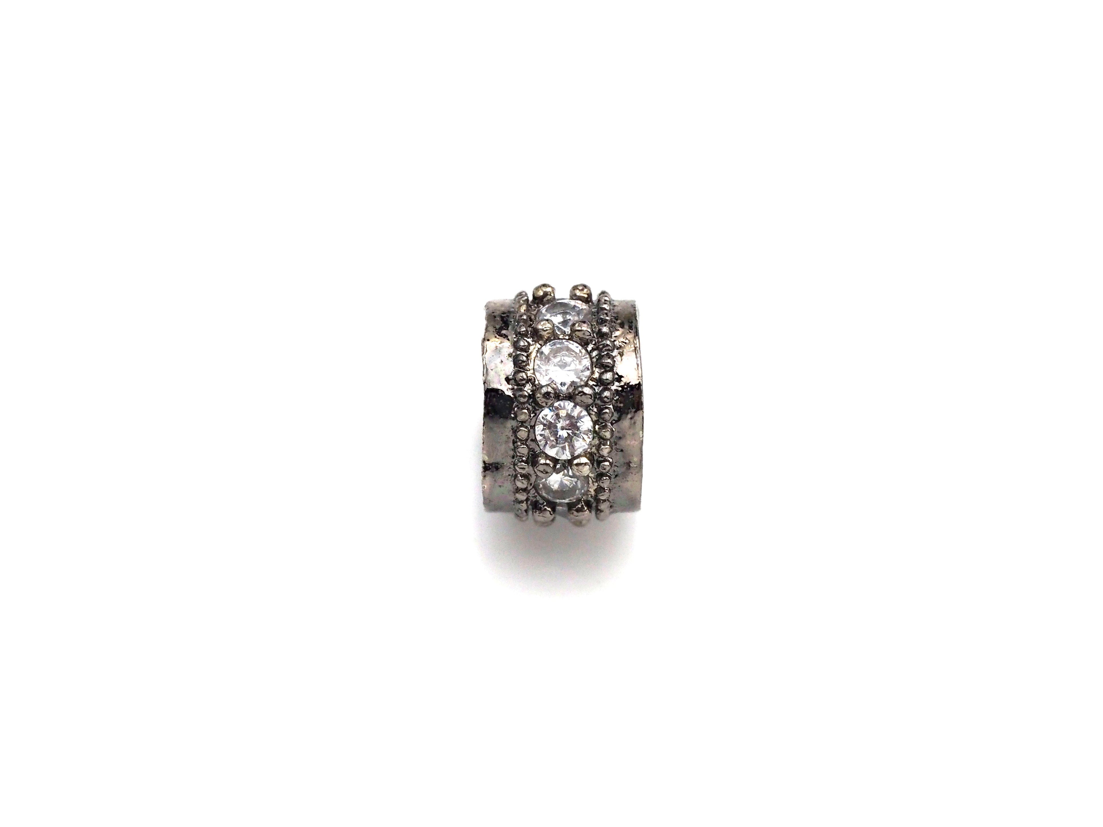 Big Hole CZ Pave beads, Cubic Zirconia Spacer Beads, European Large hole Bead, 4x6mm, sku#Z886
