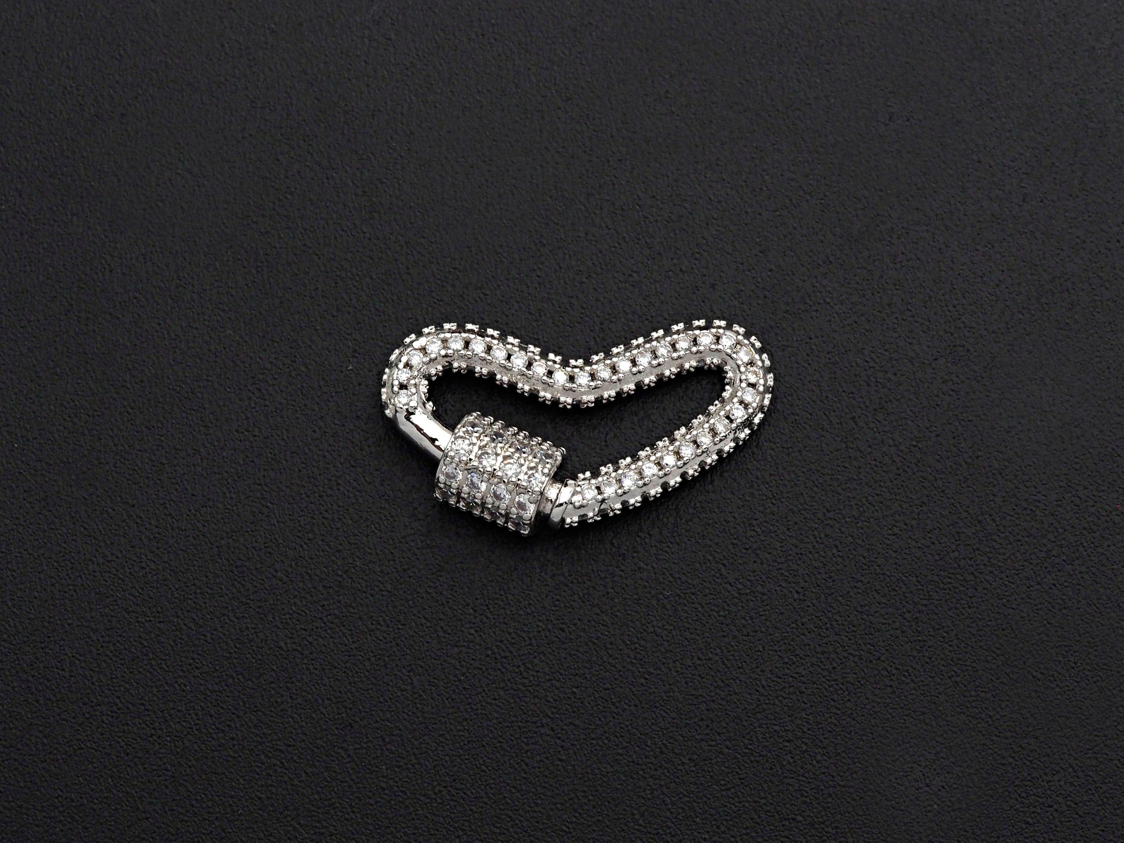 CZ Pave Heart Shape Clasp, CZ Pave Link Clasp, Gold/Rose Gold/Sliver/Gunmetal Heart Clasp, 13x23mm, sku#H188