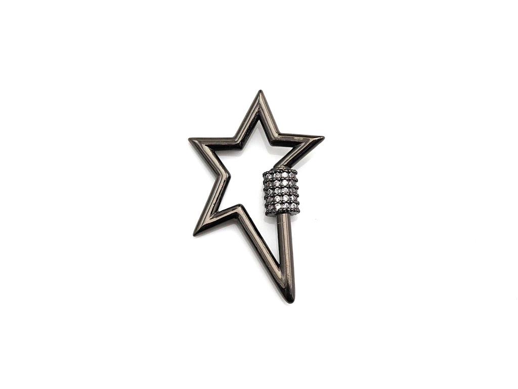 Clear Cz Micro pave Star Clasp, CZ Pave Clasp, Gold/Silver/Rose Gold/Gunmetal Carabiner Clasp, 21x32mm, sku#H187