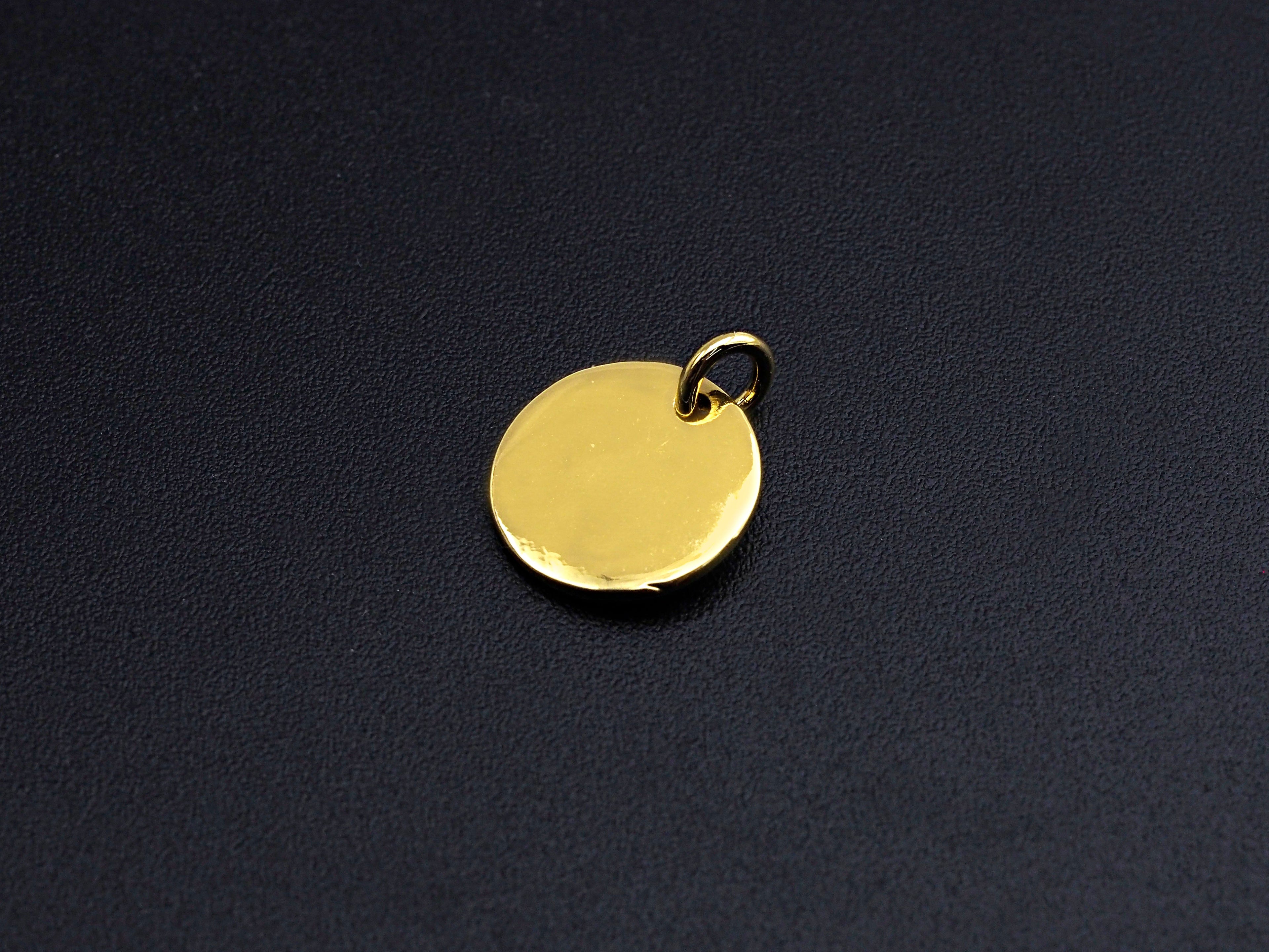 Moon Star on Disc Pendant, Embossment Coin Pendant, 24K Gold Tone,12mm, Sku#Z774