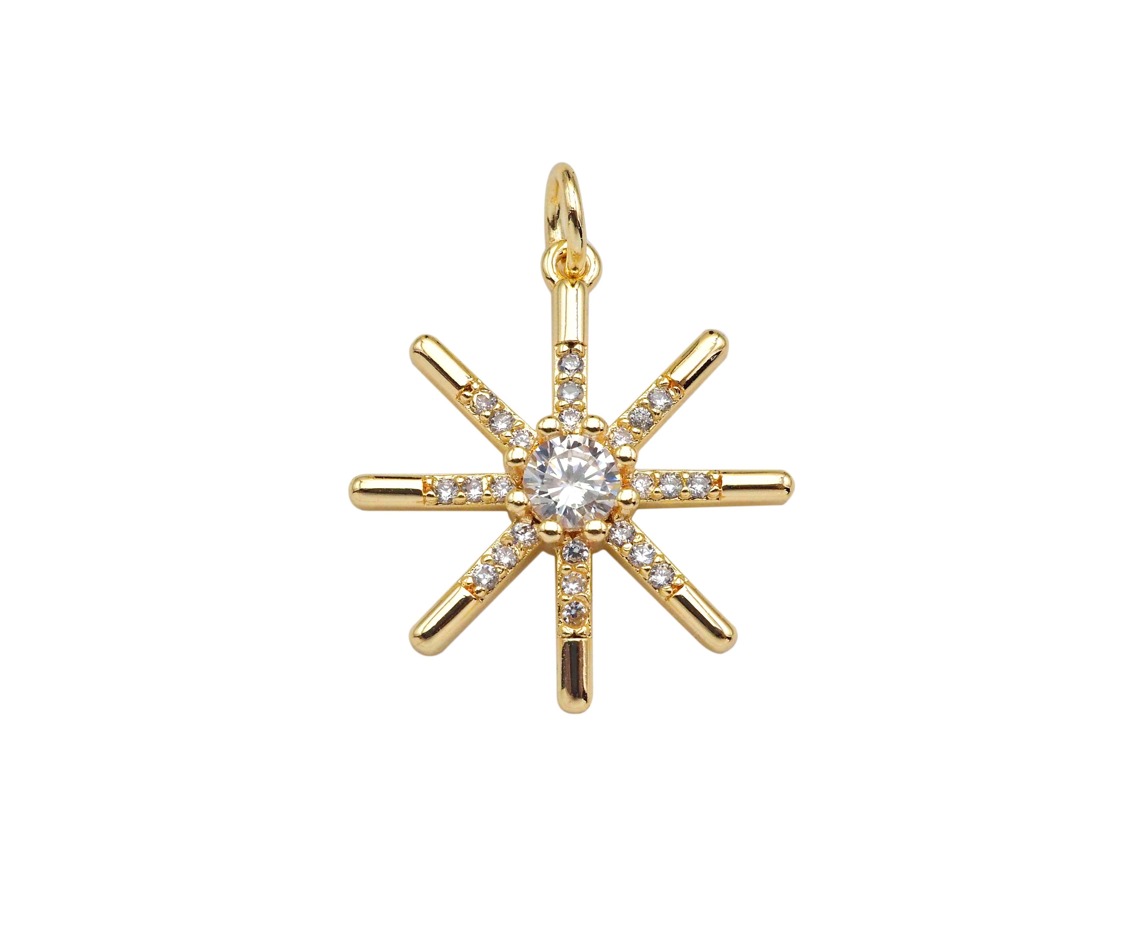 CZ Micro Pave North Star Shape Pendant/Charm, 14K Gold Filled Star Charm, Necklace Bracelet Charm Pendant,18x21mm,Sku#LX01
