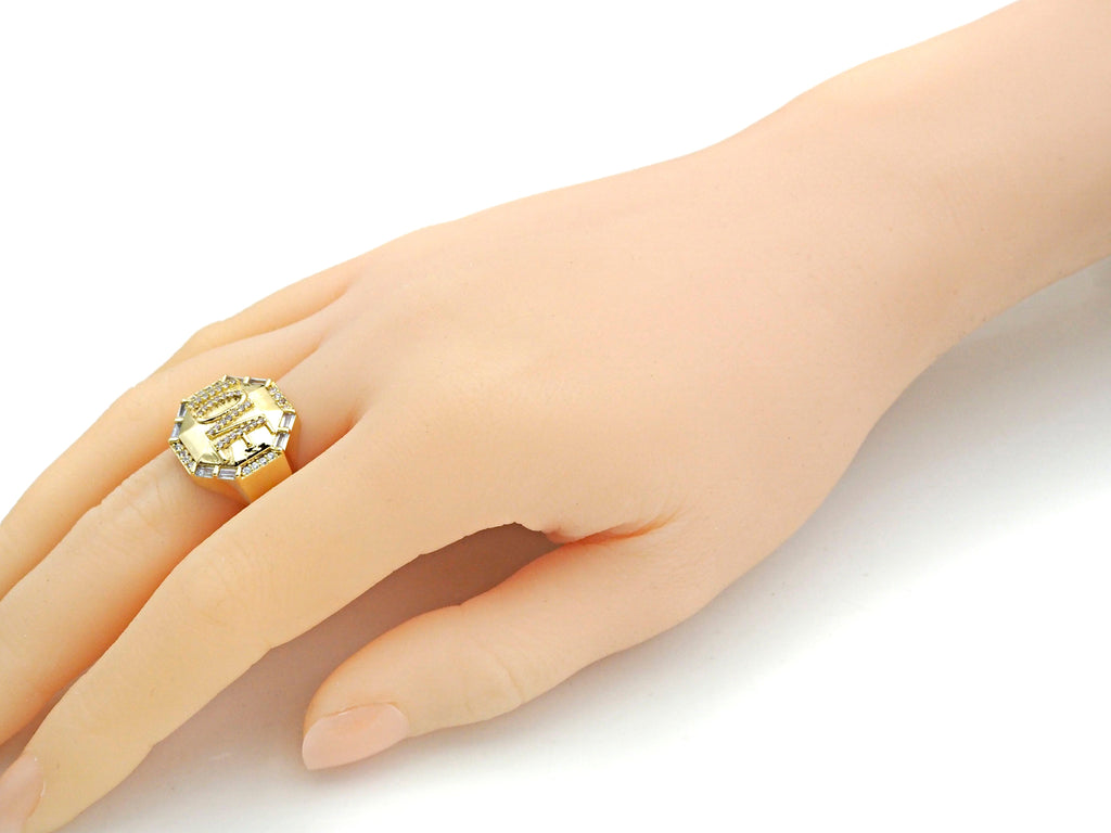 CZ  Love Word On Octagon Shape Adjusatble Ring, Sku#X200