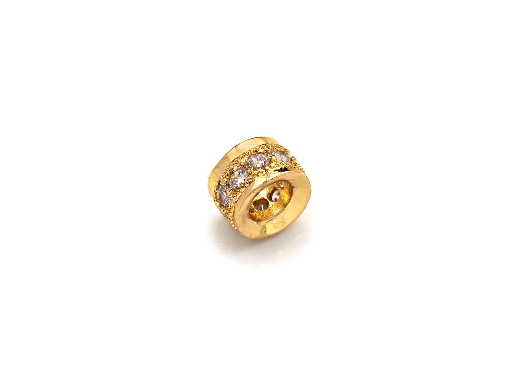Big Hole CZ Pave beads, Cubic Zirconia Spacer Beads, European Large hole Bead, 4x6mm, sku#Z886