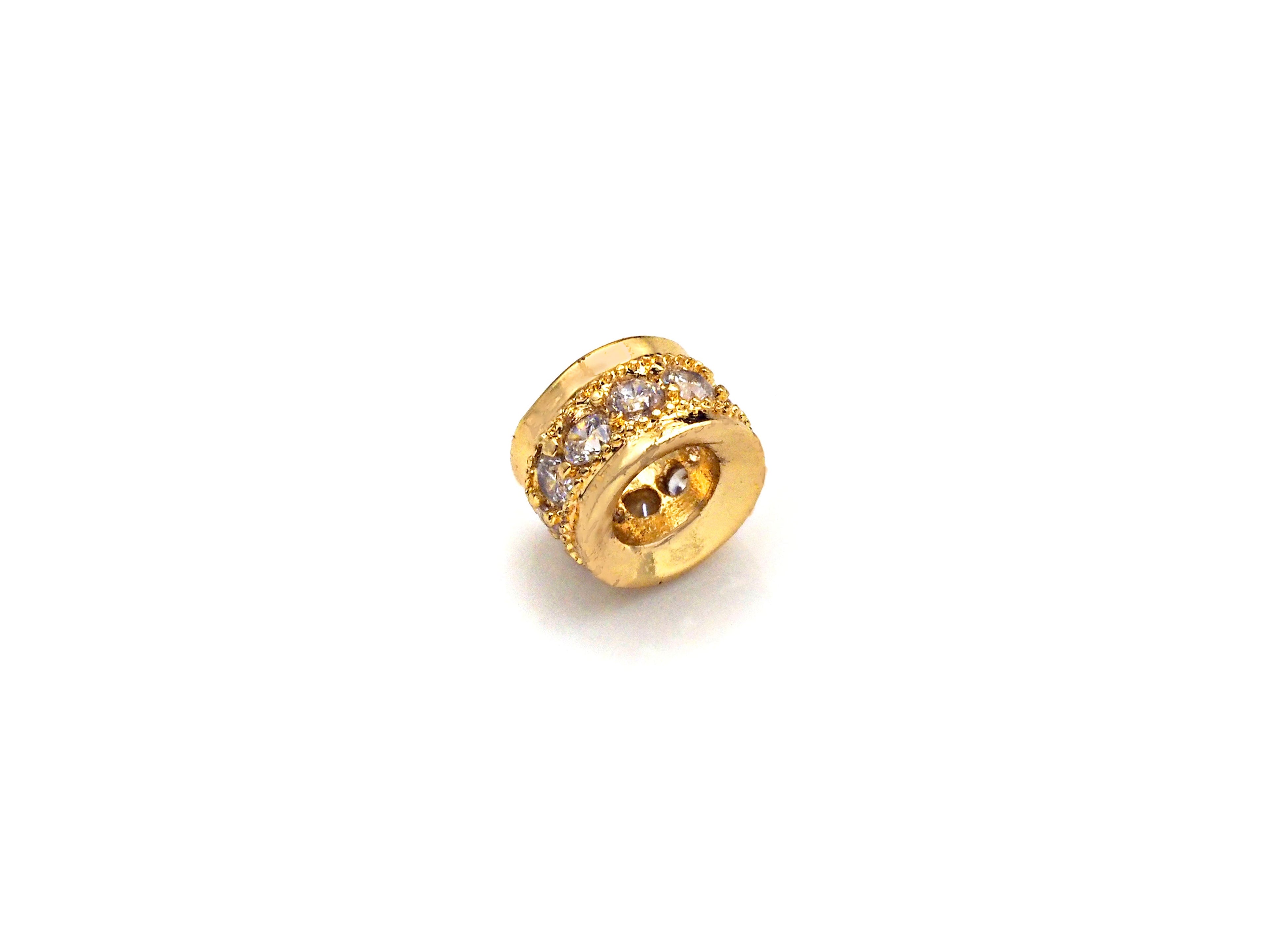 Big Hole CZ Pave beads, Cubic Zirconia Spacer Beads, European Large hole Bead, 4x6mm, sku#Z886