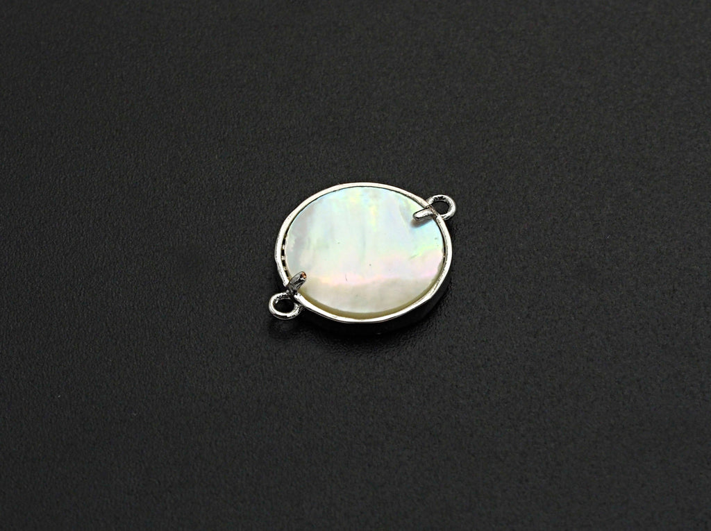 CZ Micro Pave Colorful Lucky Tree on Mother-of-pearl Connector Charm, Cubic Zirconia Link Charm, 22mm,sku#Z688