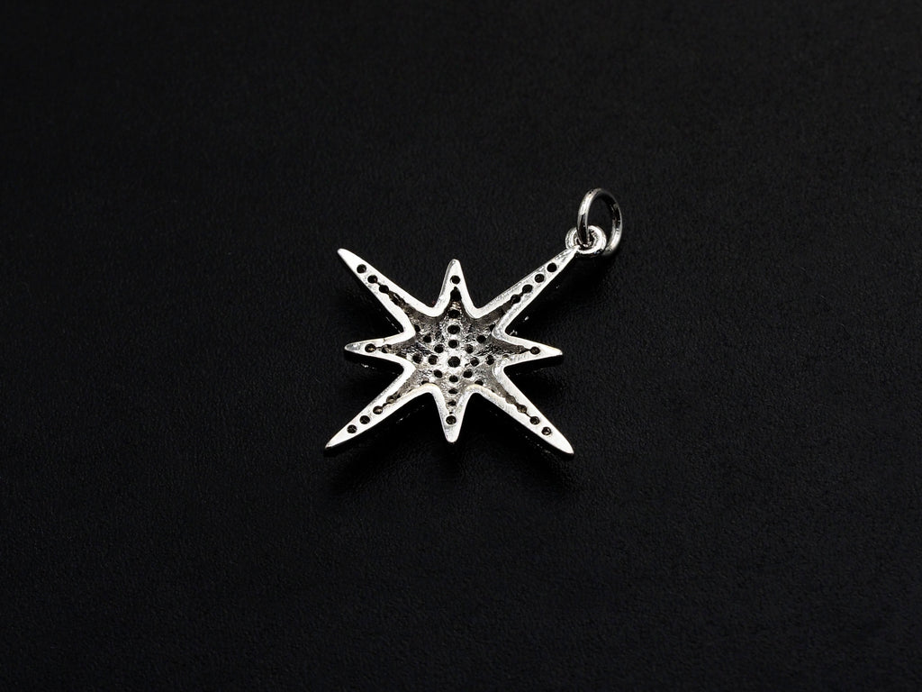 Clear CZ Micro Pave North Star Shaped Pendant/Charm, Star Cubic Zirconia Pendant Charm, 23x25mm,sku#Z824