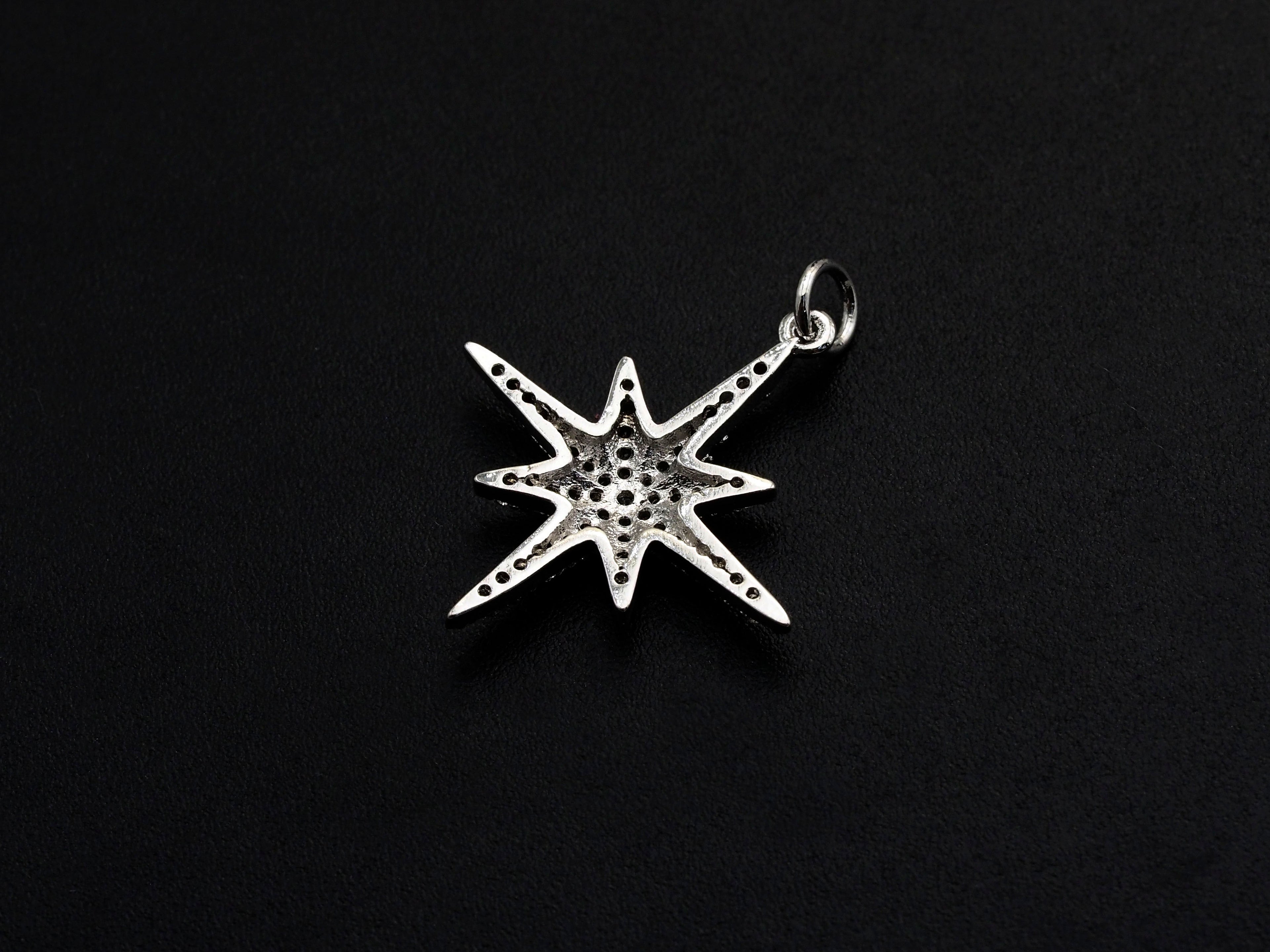 Clear CZ Micro Pave North Star Shaped Pendant/Charm, Star Cubic Zirconia Pendant Charm, 23x25mm,sku#Z824