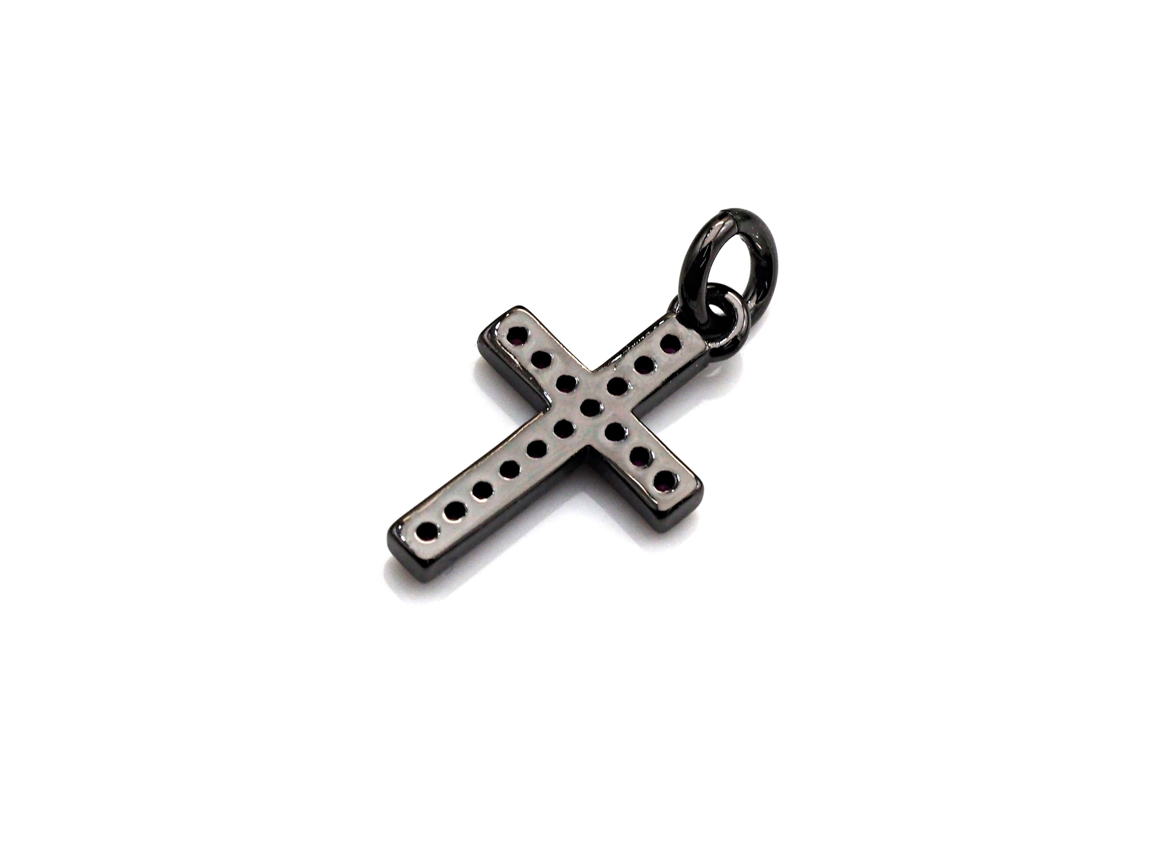 CZ Micro Pave Cross Charm, Black/Fuchsia/Turquoise/Cobalt Blue Cubic Zirconia Cross, 10x16mm, sku#X143