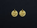 Moon Star on Disc Pendant, Embossment Coin Pendant, 24K Gold Tone,12mm, Sku#Z774