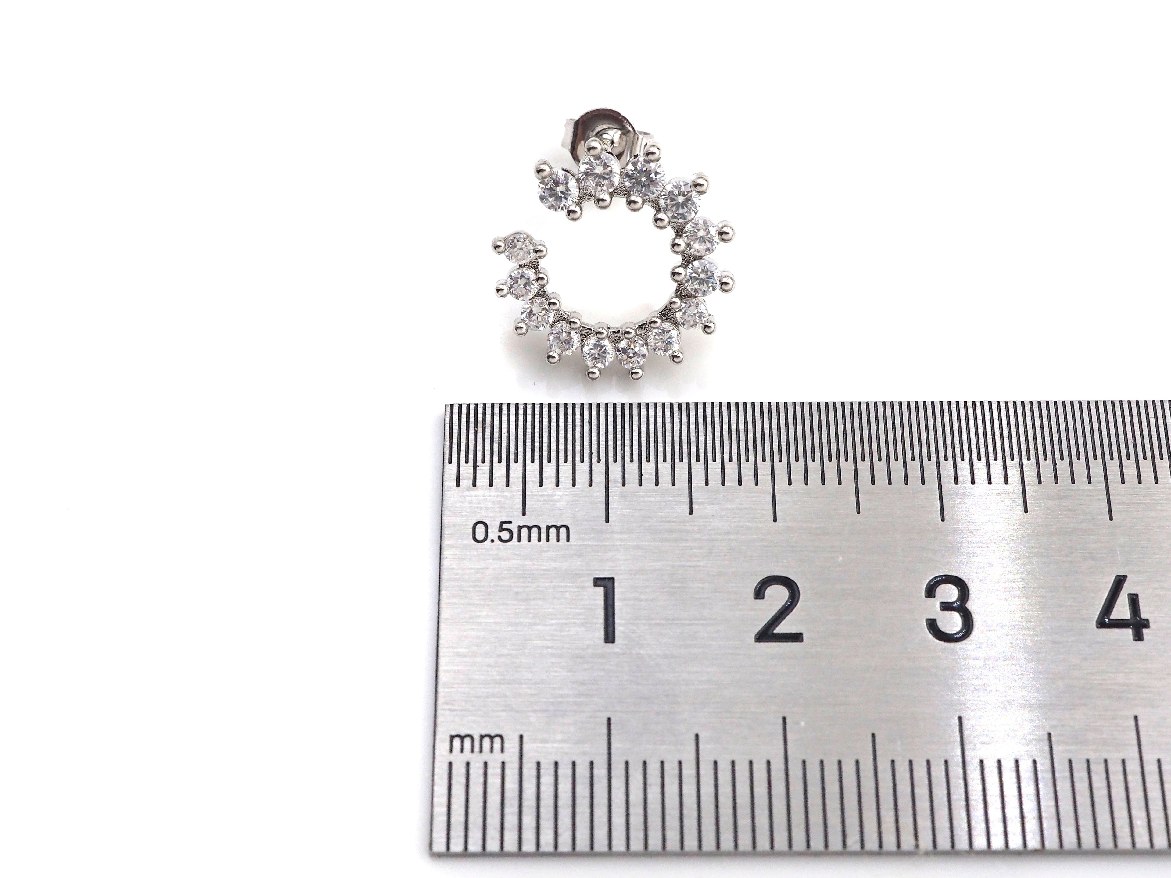 CZ C Shape Stud Earring, Sku#J222