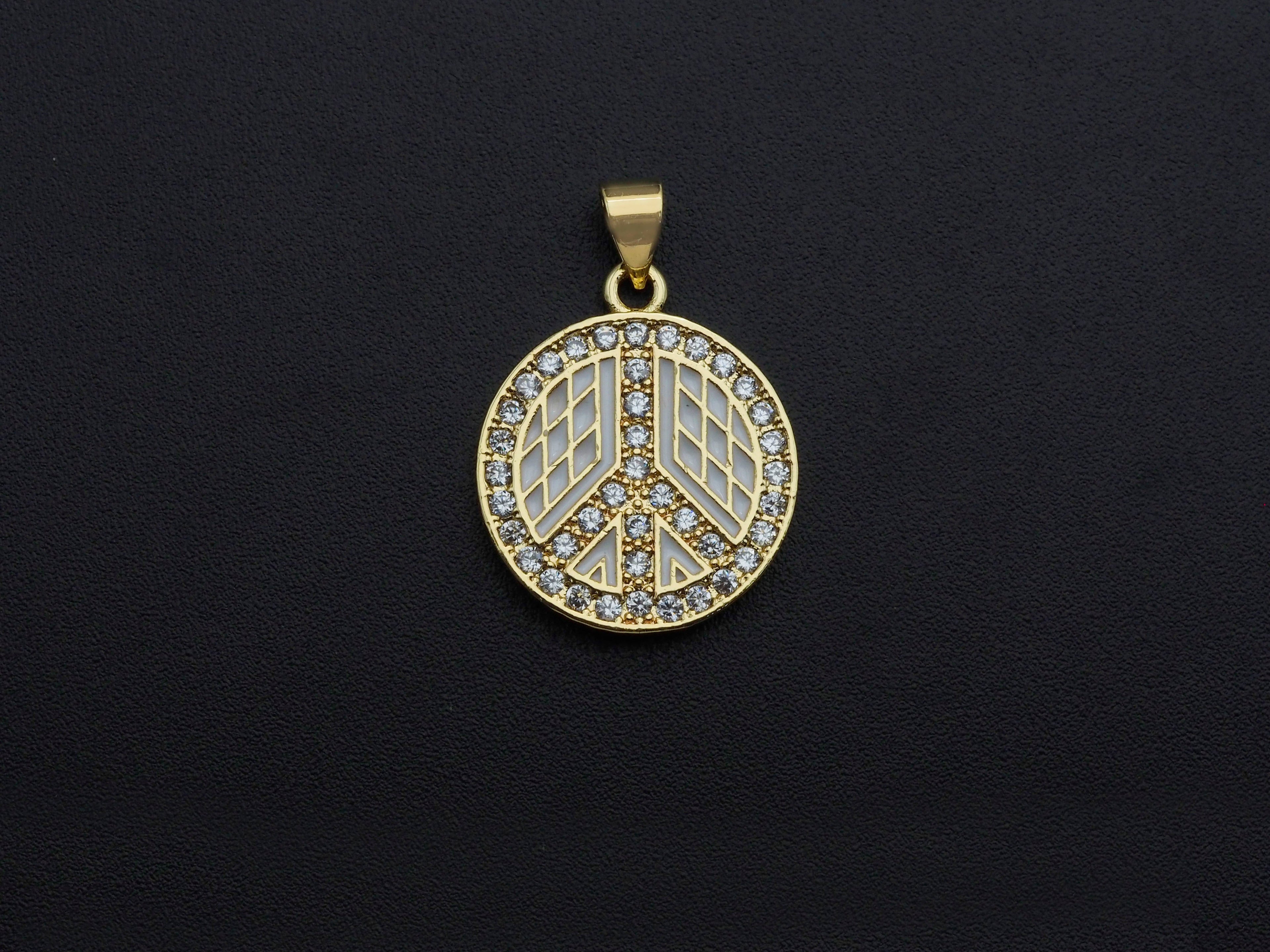 Enamel White Black Patten Peace Sign Round Coin Pendant,CZ Micro Pave Oil Drop pendant,Enamel pendant,Enamel Jewelry, 18x21mm,sku#F1065