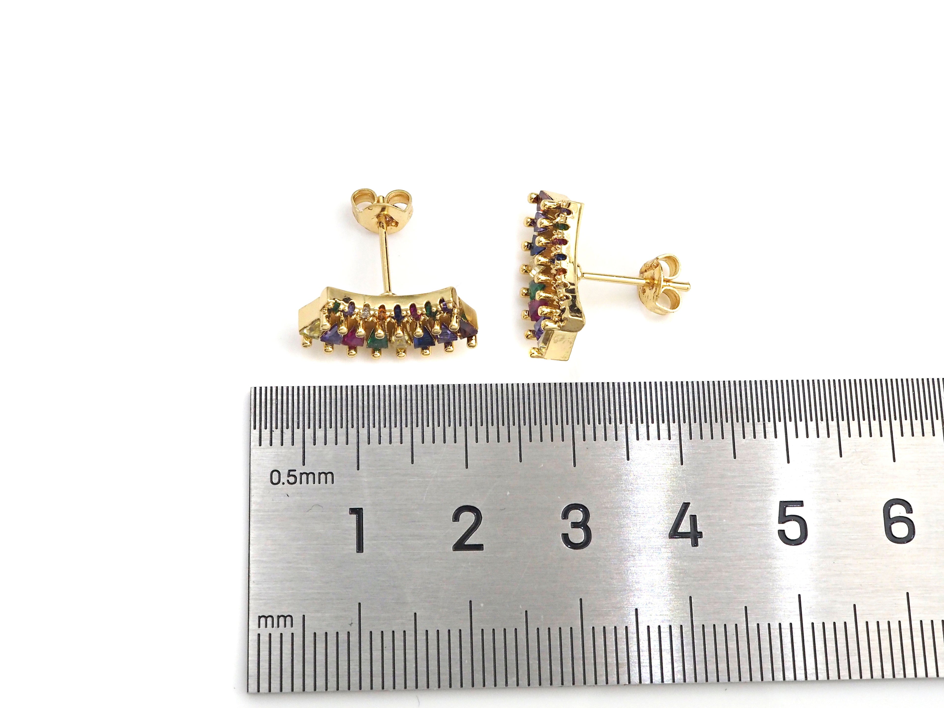PRESELLING CZ Micro Pave Stud Earring Wires, Rainbow Shape Earrings, Colorful CZ micro pave earrings, 8x17mm, sku#J228