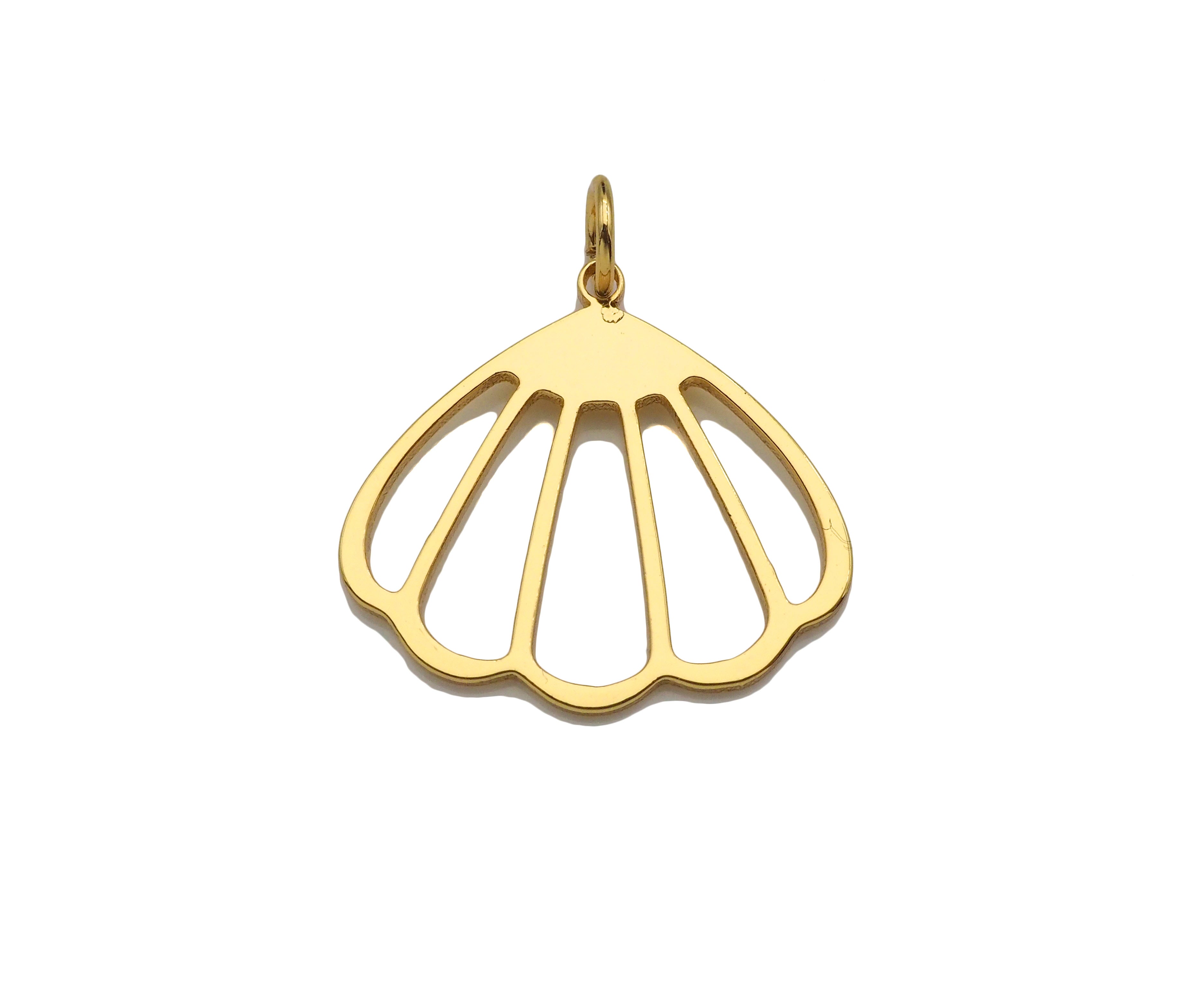 18K Gold Frame Shell Shaped Pendant/Charm, Fan Shell Shape Charm, Minimalist Jewelry, Jewelry making findings,20x19mm,sku#Y316