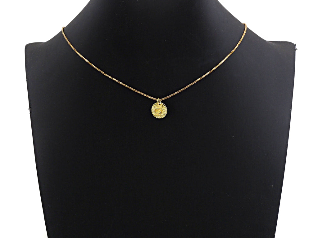 Moon Star on Disc Pendant, Embossment Coin Pendant, 24K Gold Tone,12mm, Sku#Z774