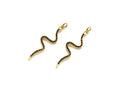 Black CZ Micro Pave Snake Shape Pendant/Charm, Snakea Cubic Zirconia Pendant, Gold Tone,10x39mm,Sku#Z794