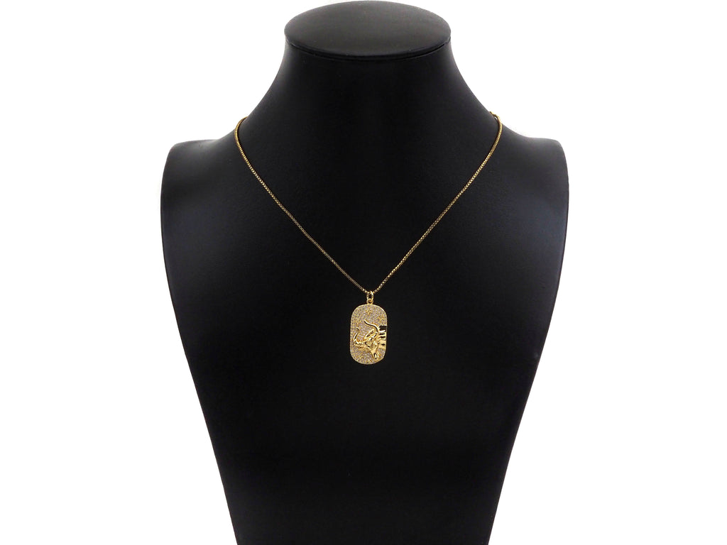 CZ Micro Pave Ox-head On Oval Shape Pendant/Charm,SKU#F1391