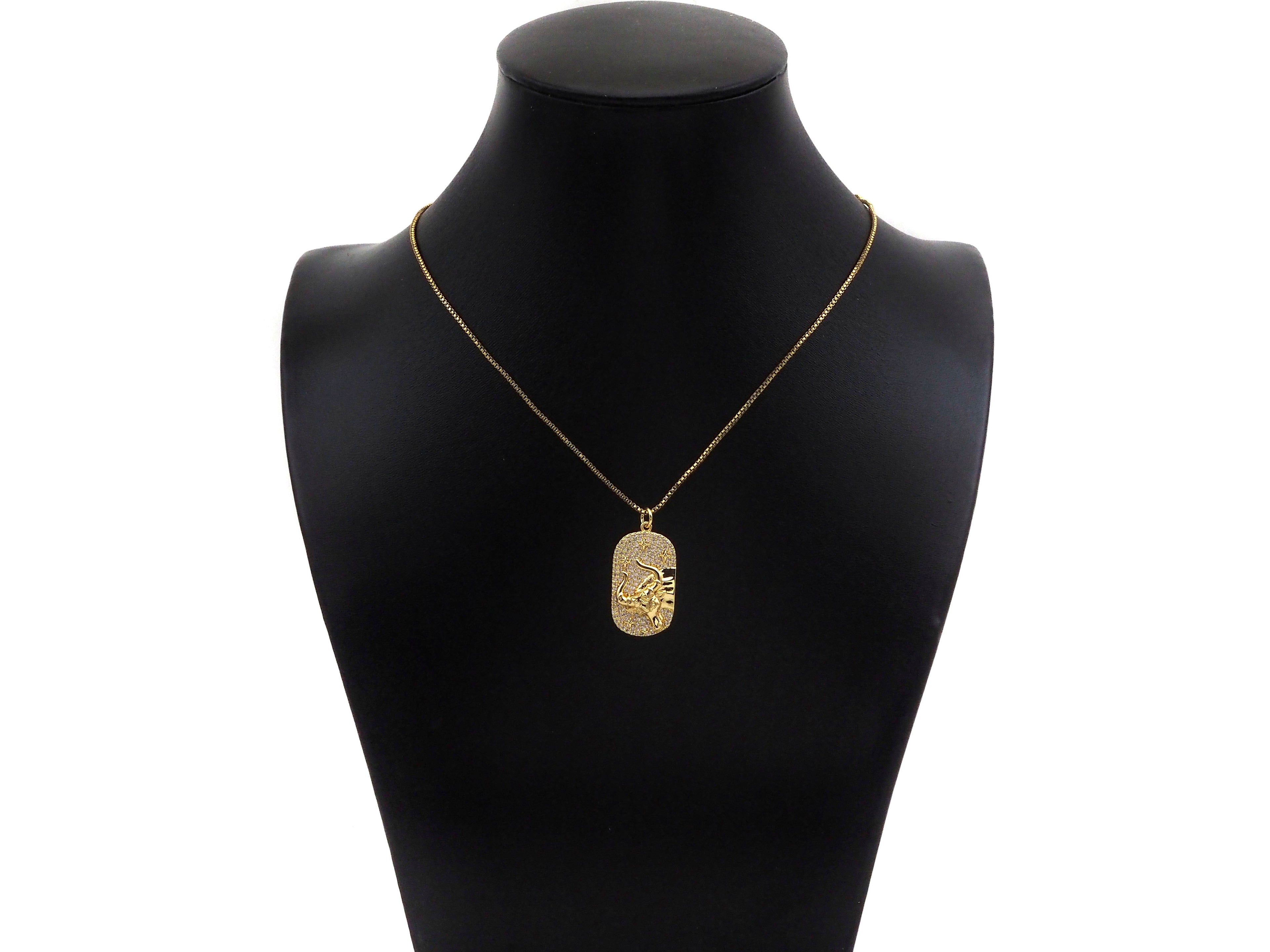 CZ Micro Pave Ox-head On Oval Shape Pendant/Charm,SKU#F1391