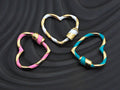 Colorful Enamel Pave Heart Shape Clasp, Gold Carabiner Clasp, 23x25mm, sku#H162
