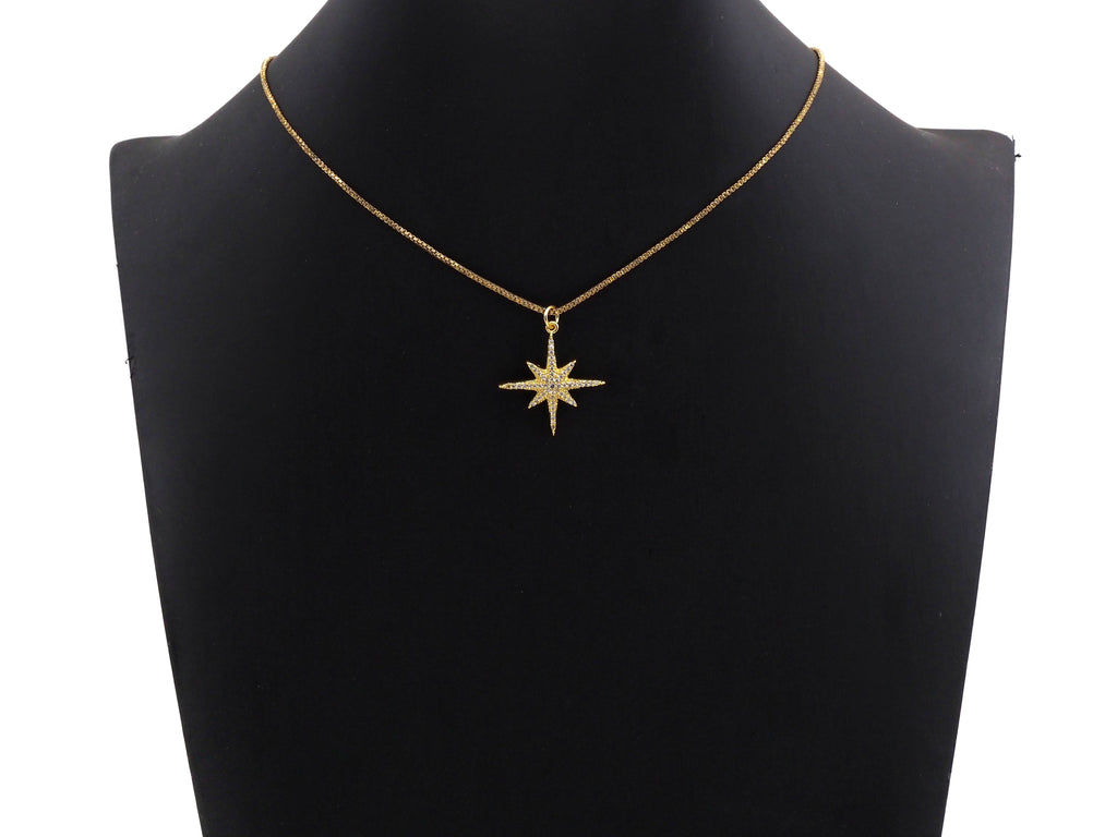 Clear CZ Micro Pave North Star Shaped Pendant/Charm, Star Cubic Zirconia Pendant Charm, 23x25mm,sku#Z824