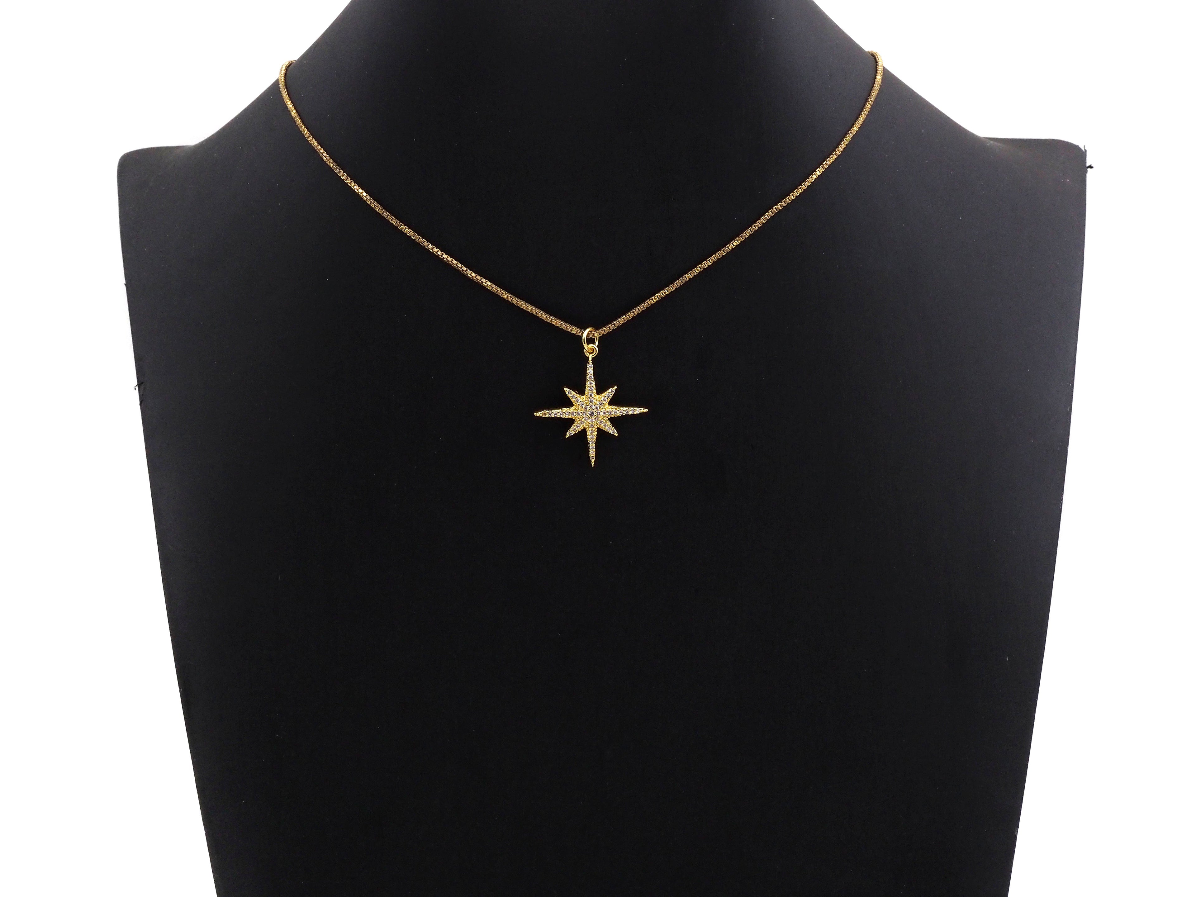 Clear CZ Micro Pave North Star Shaped Pendant/Charm, Star Cubic Zirconia Pendant Charm, 23x25mm,sku#Z824