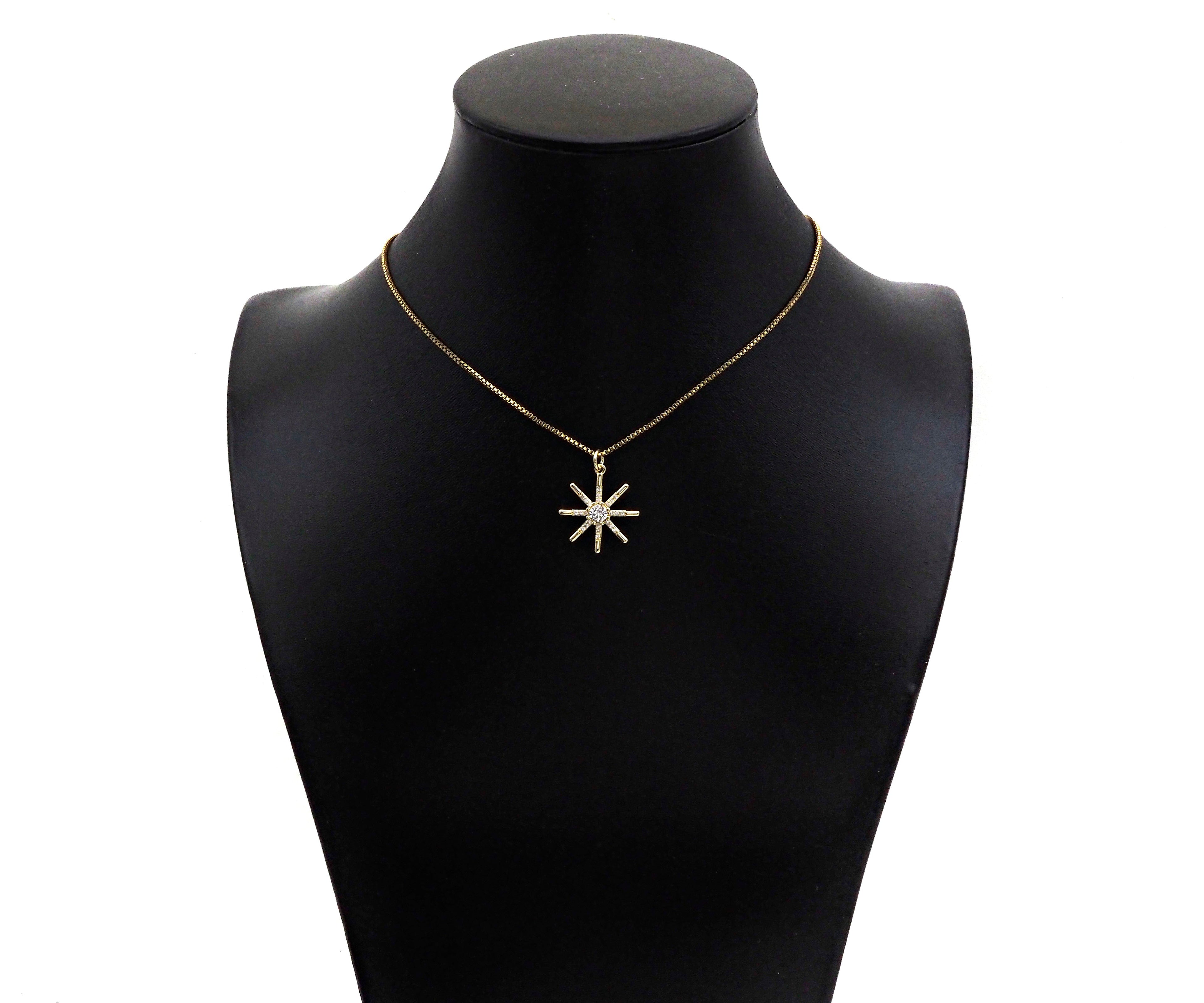 CZ Micro Pave North Star Shape Pendant/Charm, 14K Gold Filled Star Charm, Necklace Bracelet Charm Pendant,18x21mm,Sku#LX01