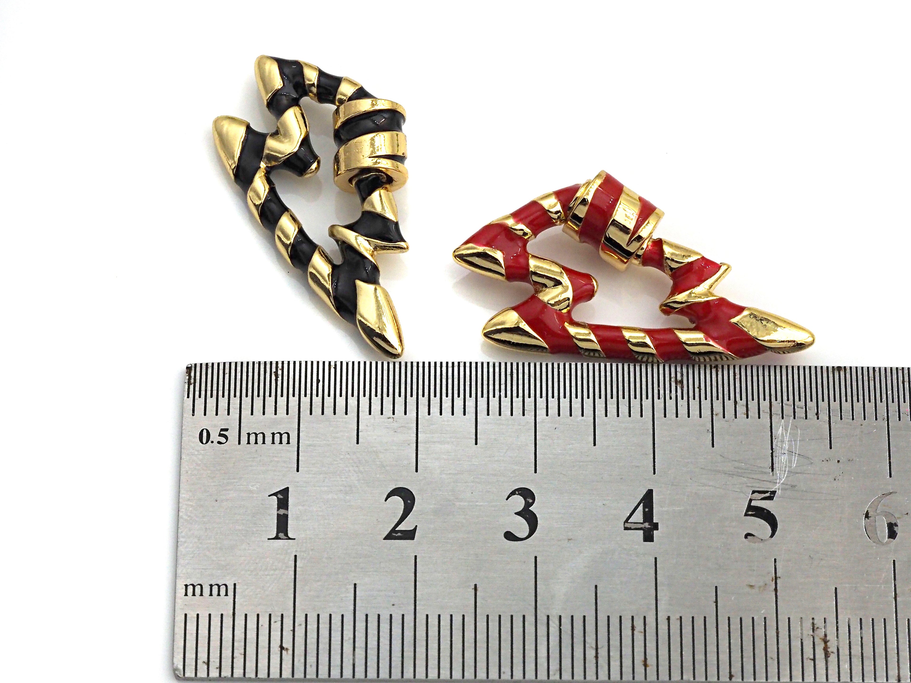 Colorful Enamel Pave Lightning Shape Clasp, Gold Plated Screw Clasp, Carabiner Clasp, 18x32mm, sku#K80