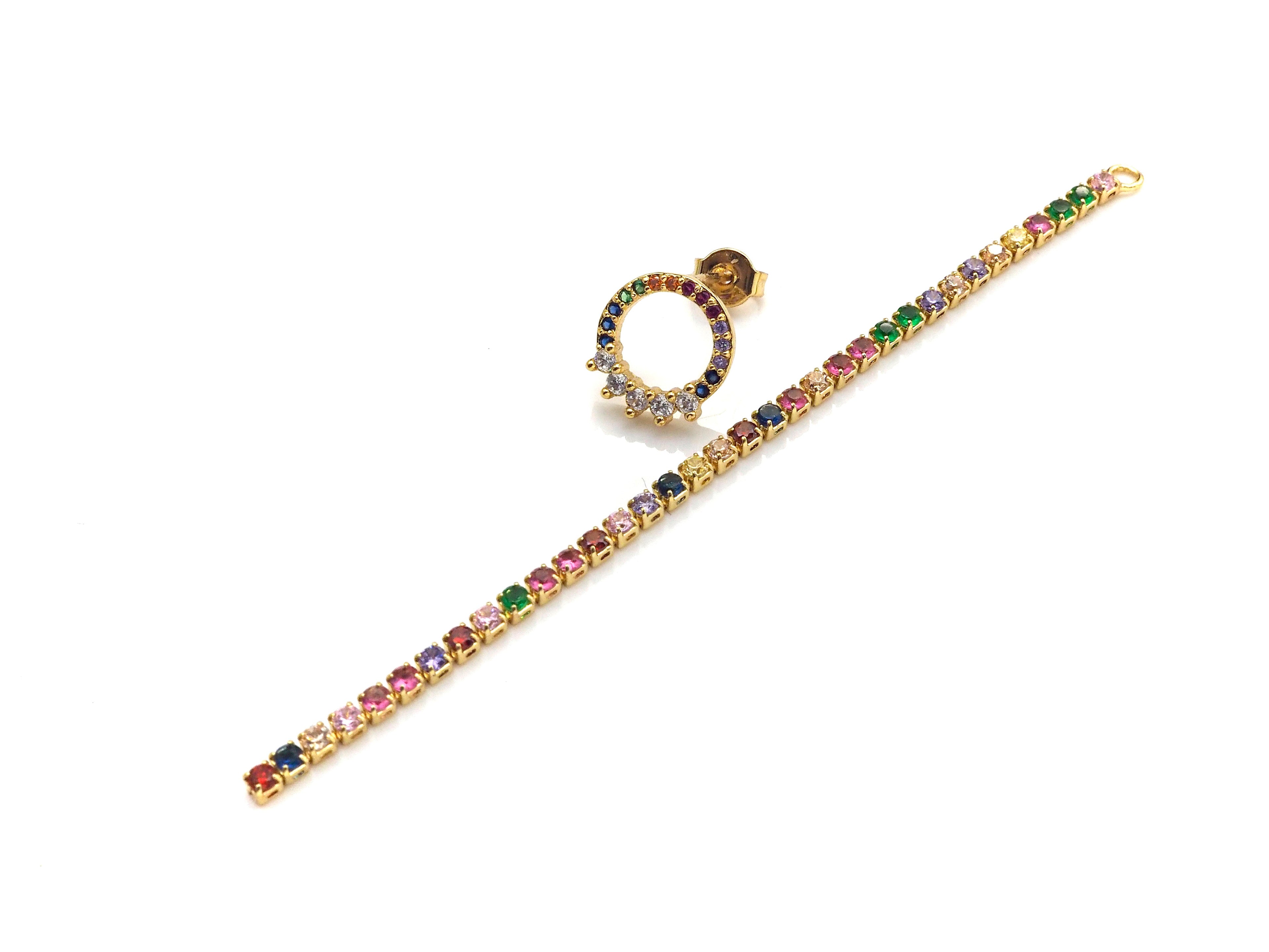 CZ Micro Pave Stud with long strip Earring, sku#J223