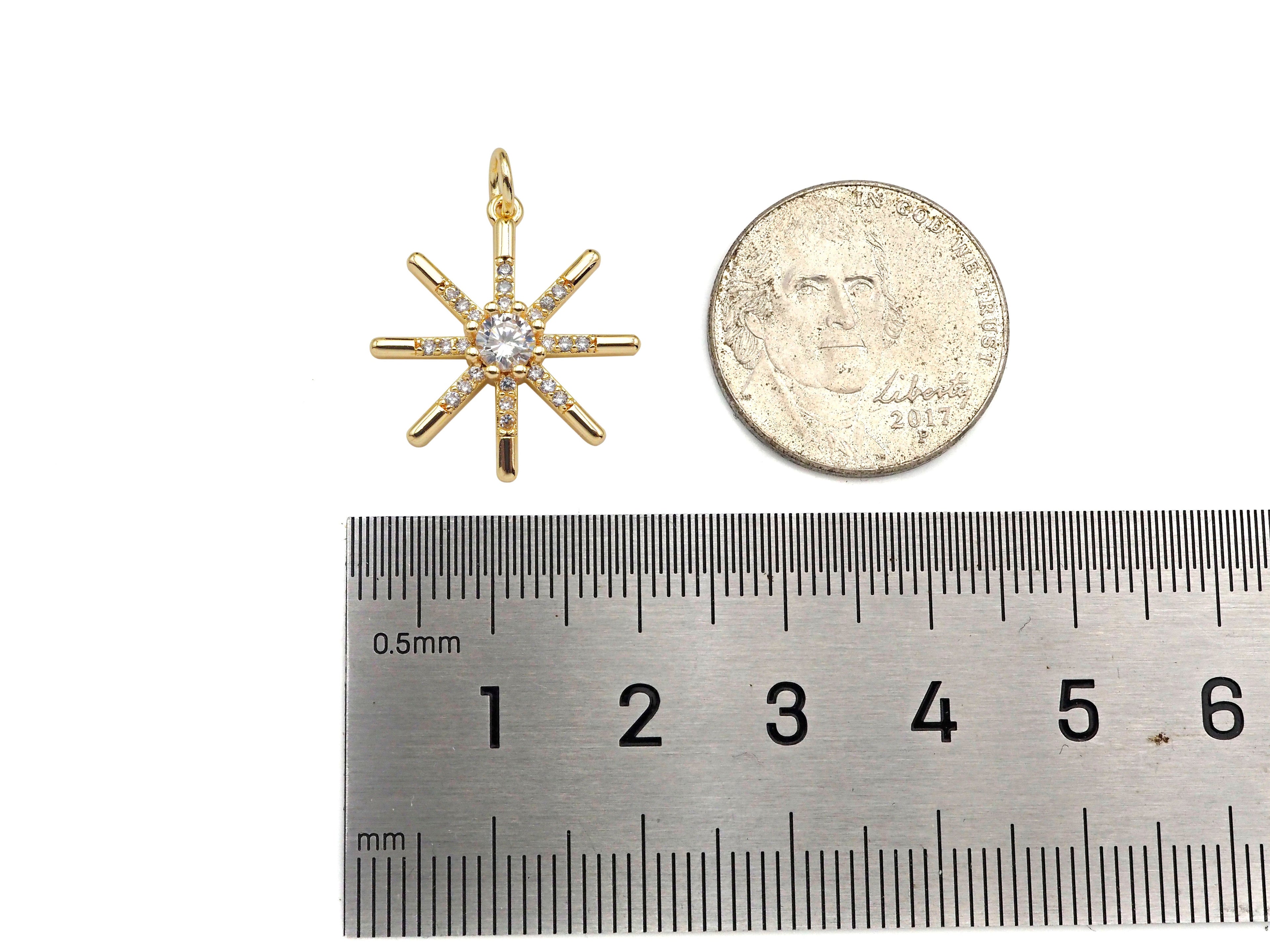 CZ Micro Pave North Star Shape Pendant/Charm, 14K Gold Filled Star Charm, Necklace Bracelet Charm Pendant,18x21mm,Sku#LX01