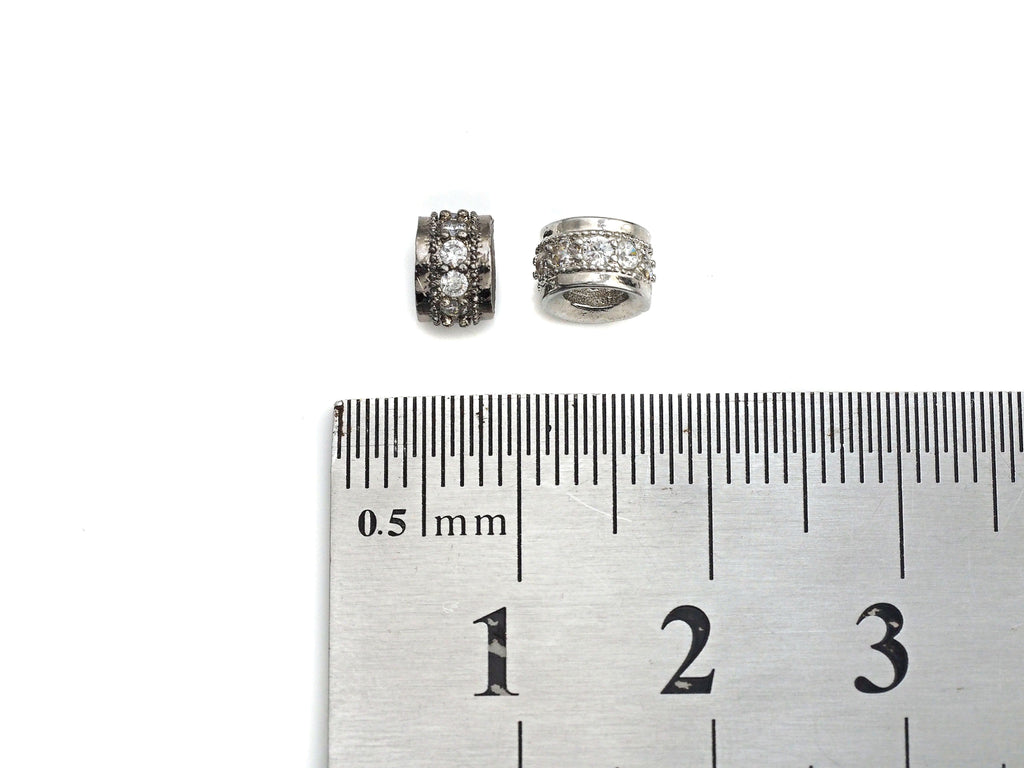 Big Hole CZ Pave beads, Cubic Zirconia Spacer Beads, European Large hole Bead, 4x6mm, sku#Z886