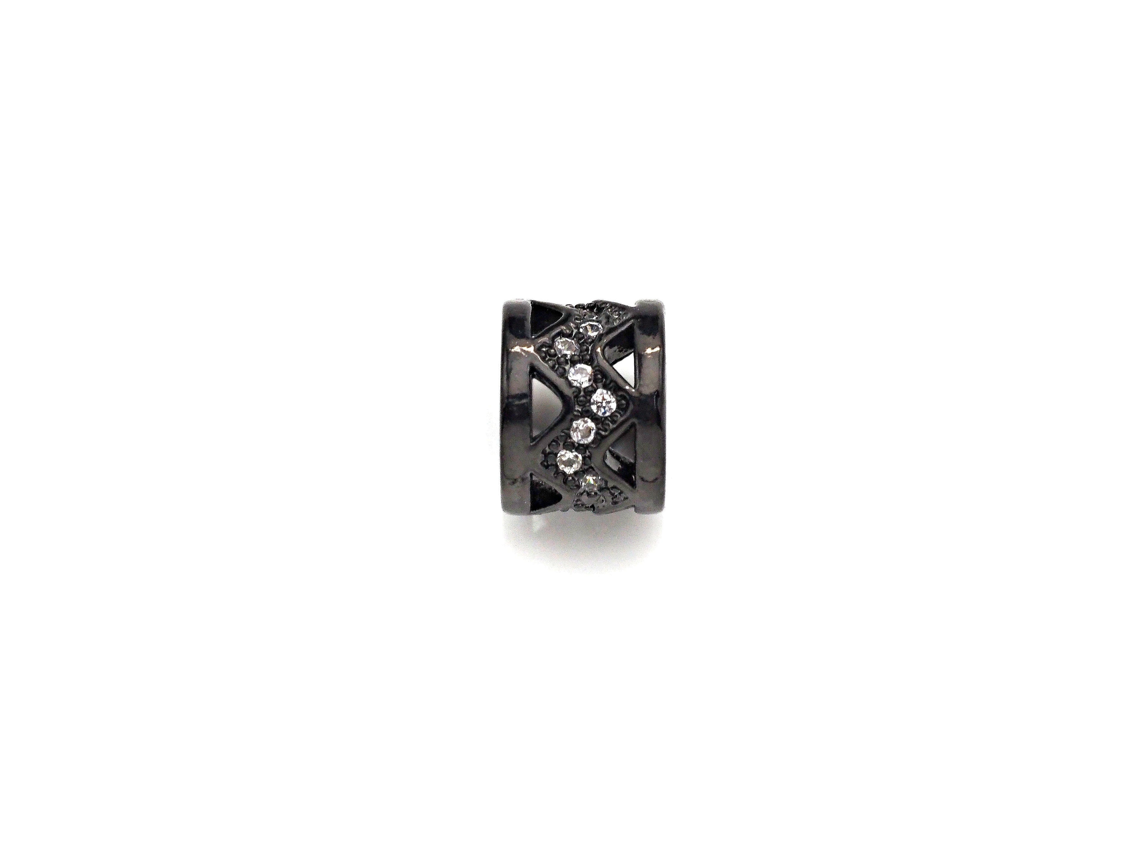 Big Hole CZ Pave beads, Cubic Zirconia Spacer Beads, European Large hole Bead, 6x8mm, sku#Z887