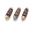 16x39mm Large Natural Tibetan Agate Barrel Shape Spacer Beads, Gold/Silver/Rose Gold Tone, Dzi Agate Spacer,Oval Tibetan Agate, sku#U1006