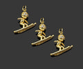 Gold Filled CZ Micro Pave Skiing Shape Pendant, 18K Gold Filled Skiing Charm, Necklace Bracelet Charm Pendant, 18x15mm,Sku#Y470