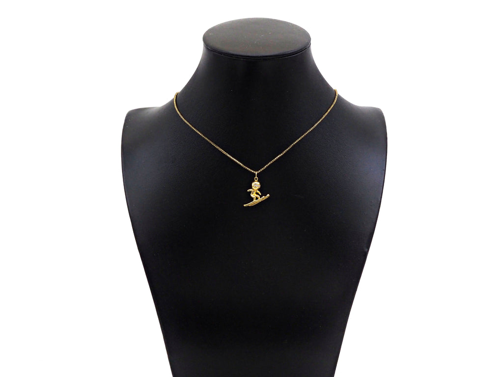 Gold Filled CZ Micro Pave Skiing Shape Pendant, 18K Gold Filled Skiing Charm, Necklace Bracelet Charm Pendant, 18x15mm,Sku#Y470