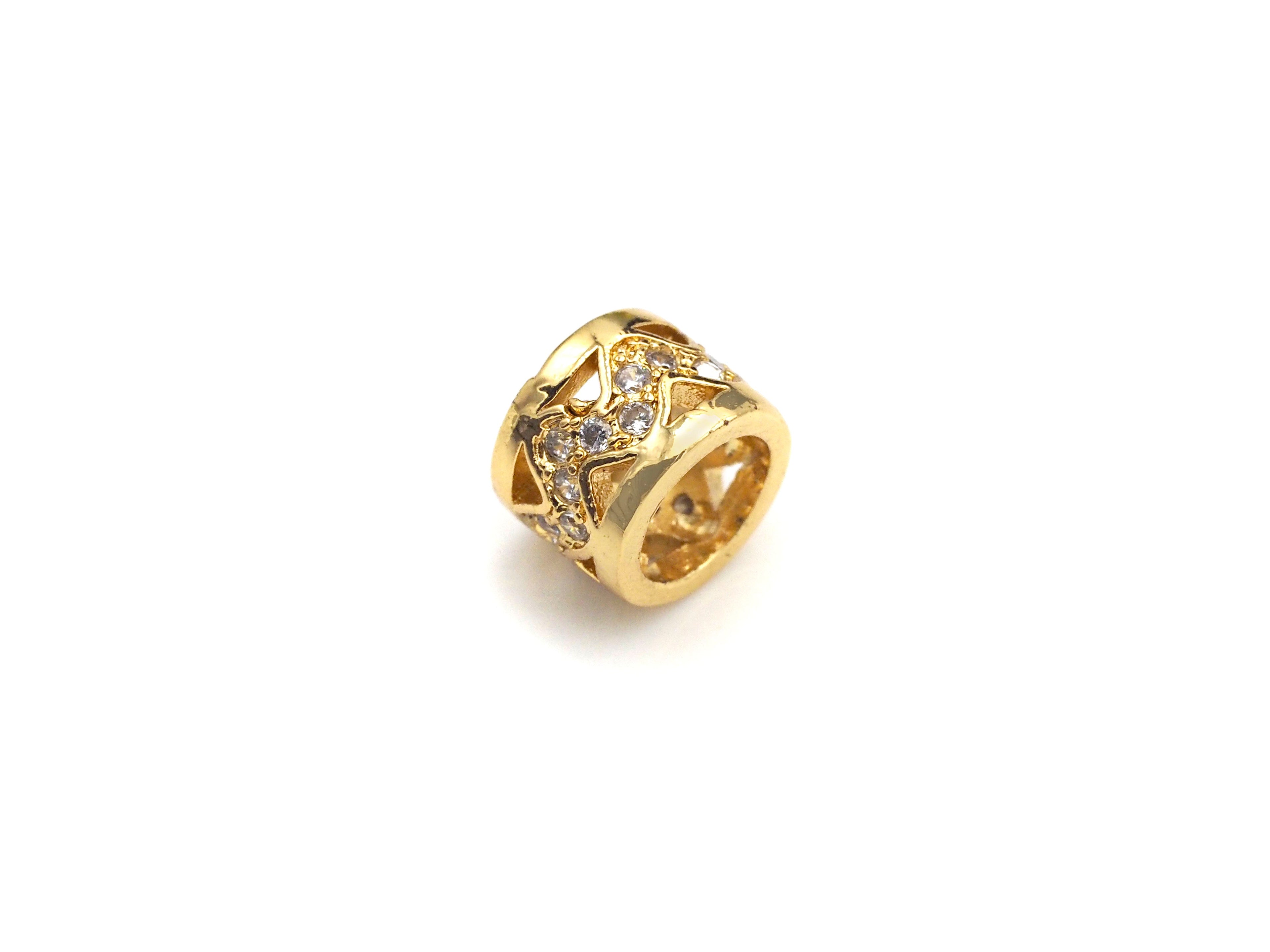 Big Hole CZ Pave beads, Cubic Zirconia Spacer Beads, European Large hole Bead, 6x8mm, sku#Z887
