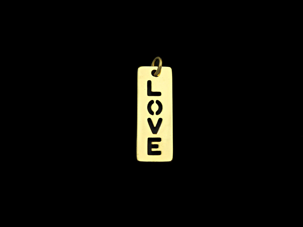 Hollow Out LOVE Long Bar Pendant, Rectangle Cubic Zirconia Pendant, DIY Mother's Day Gift, 11x29mm, Sku#F1100