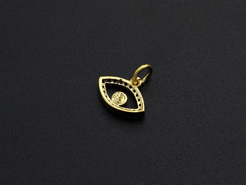 Cute CZ Micro Pave Enamel Evil Eye Pendant/Charm, Gold Plated Tiny Eye Charm, 9x12mm, sku#Z775