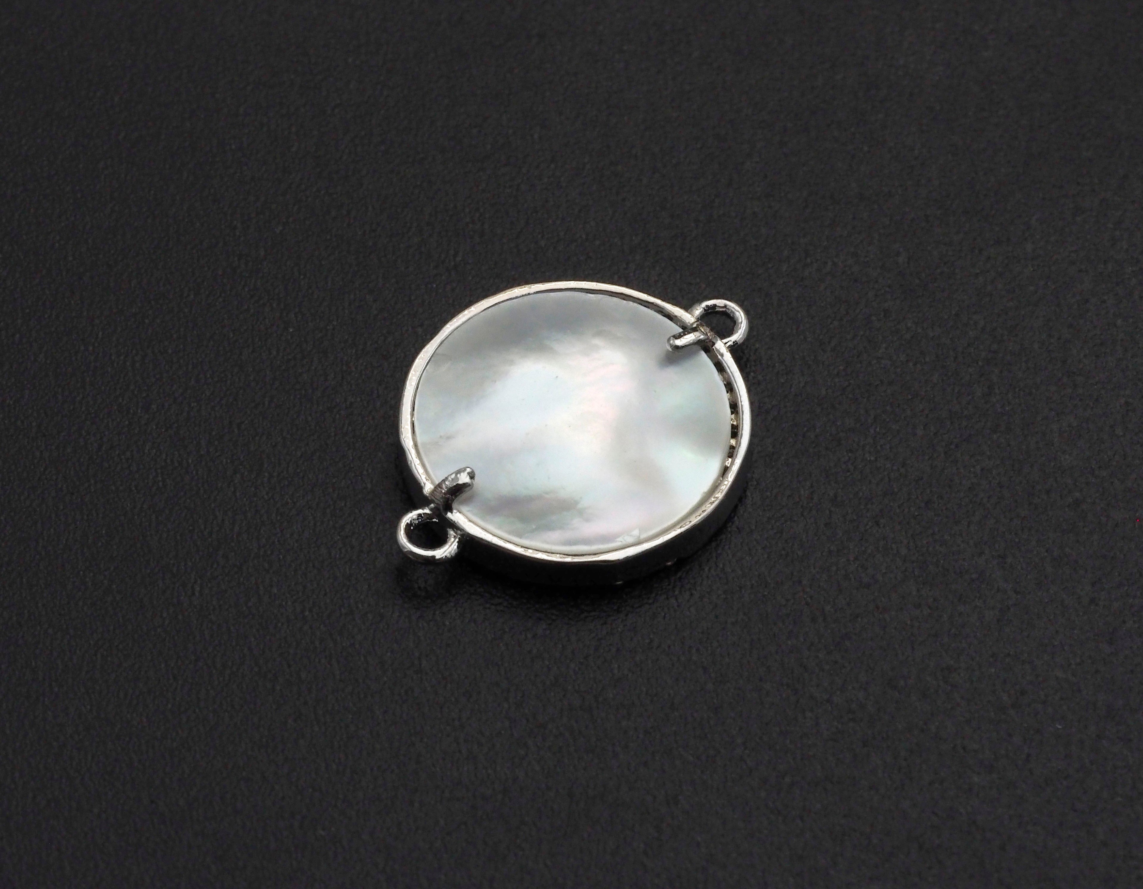 CZ Micro Pave Lucky Tree on Mother-of-pearl Connector, Cubic