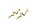 Clear CZ Micro Pave Snake Shape Pendant/Charm, Snakea Cubic Zirconia Pendant,Gold Tone, 10x39mm,Sku#Z795