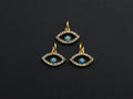 Cute CZ Micro Pave Enamel Evil Eye Pendant/Charm, Gold Plated Tiny Eye Charm, 9x12mm, sku#Z775