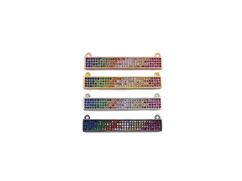 Colorful CZ Micro Pave Long Bar Charm/Pendant, SKU#F1129C