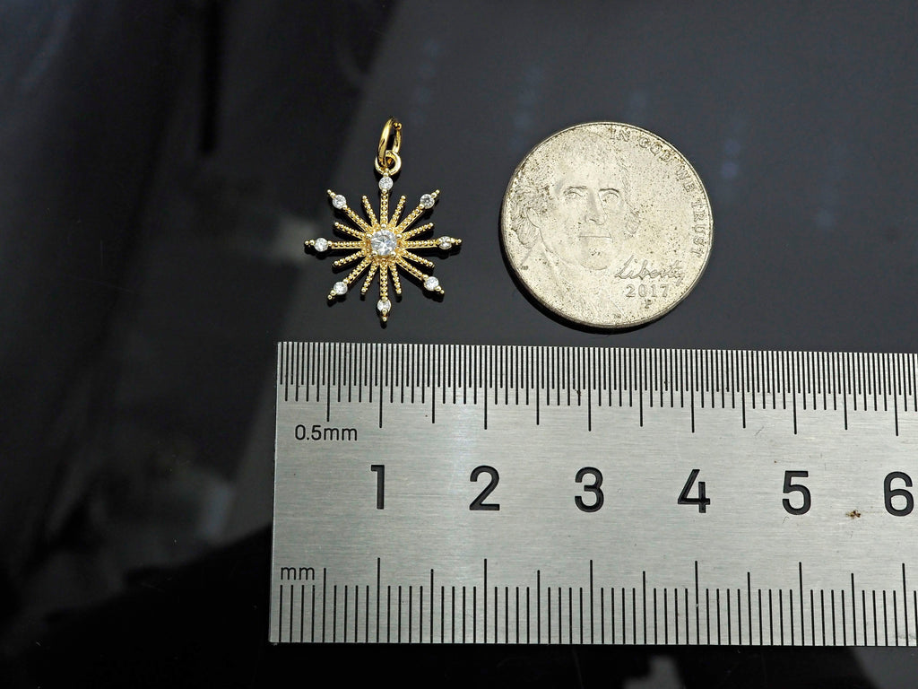 CZ Micro Pave North Star Flower Shape Pendant/Charm, 14K Gold Filled Star Charm, Necklace Bracelet Charm Pendant,15x17mm,Sku#LX02