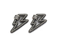 Antique Silver Clear CZ Micro Pave Lightning Shape Clasp, Antique Silver Plated Clasp, 17x33mm, sku#H163