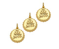 18K Dainty Gold Be Free Words On Round Bottle Cap Shape Pendant/Charm,Daint Medallion Charm, Necklace Bracelet Charm,17x15mm, Sku#F1361