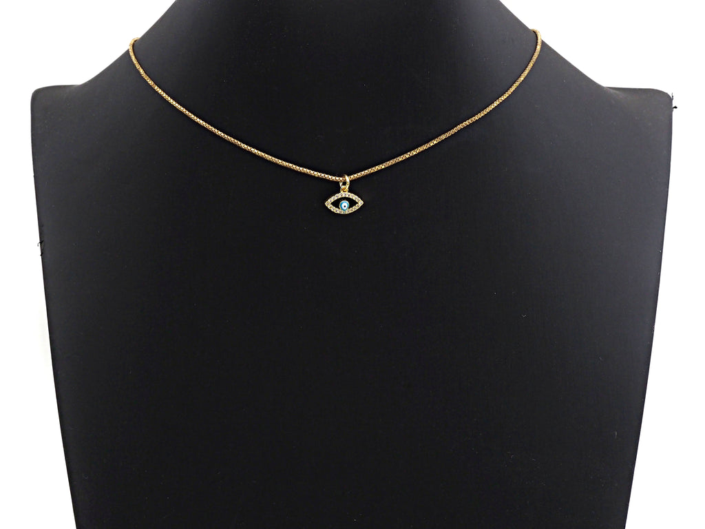 Cute CZ Micro Pave Enamel Evil Eye Pendant/Charm, Gold Plated Tiny Eye Charm, 9x12mm, sku#Z775