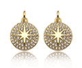 18k Dainty Gold North Star On Round Coin Charms, Dainty Gold Star Pendant, Star Necklace Charms, 11x13mm, Sku#Z1252