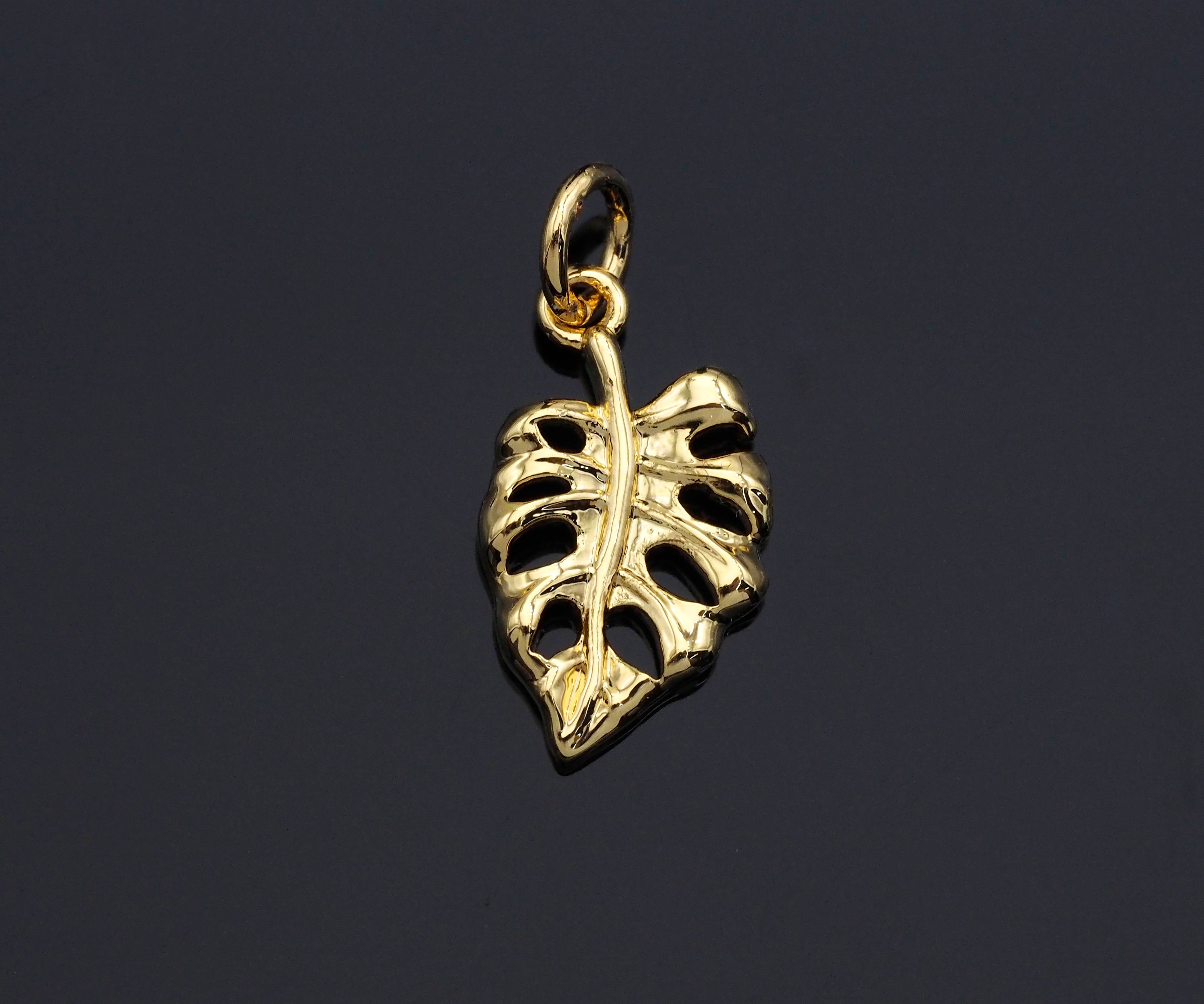 CZ Micro Pave Banana Leaf Pendant with bail,Cubic Zirconia Banana Leaf Pave Pendant Beads, Pave Pendant, 9x16mm,SKU#F1191