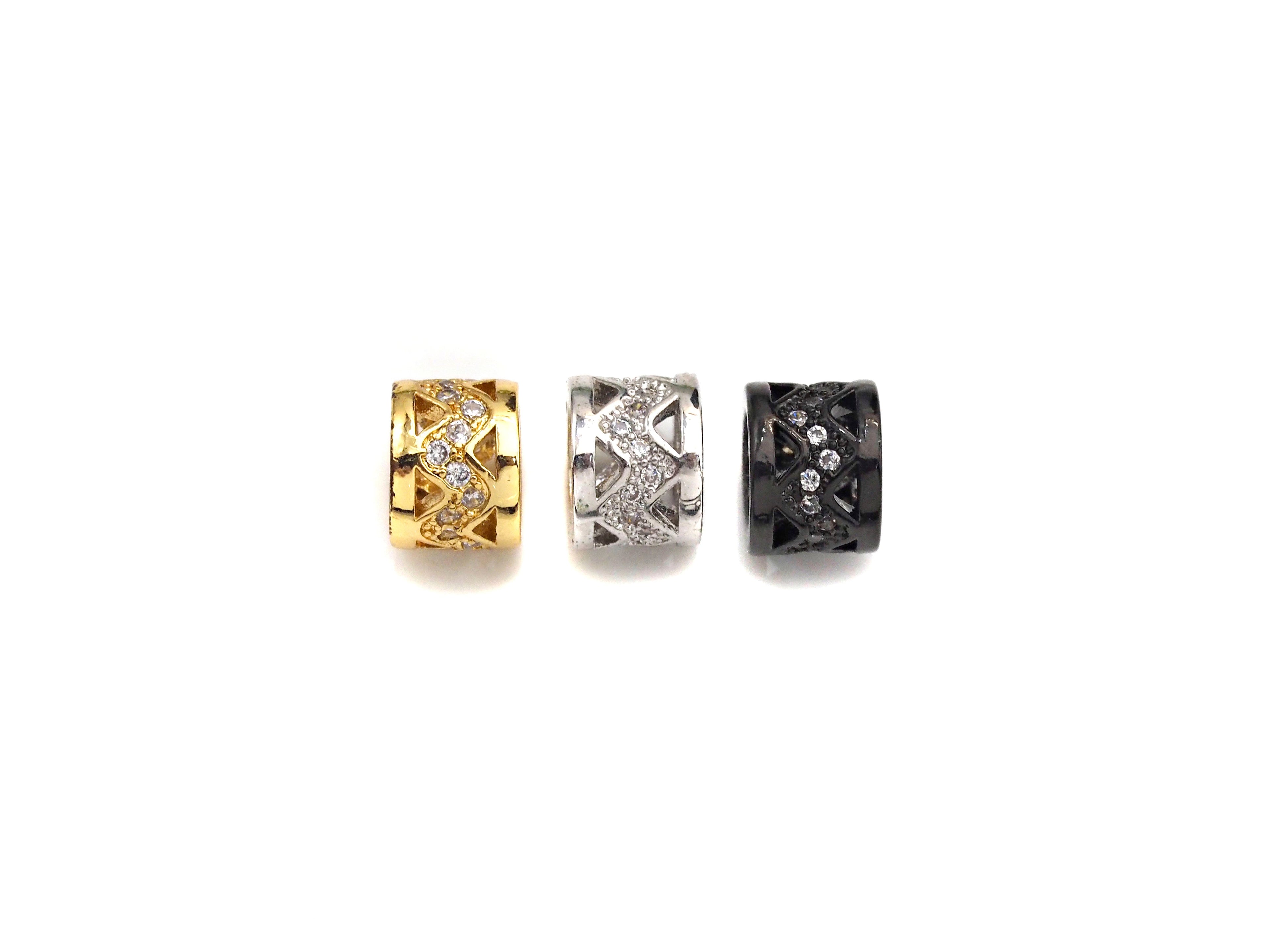 Big Hole CZ Pave beads, Cubic Zirconia Spacer Beads, European Large hole Bead, 6x8mm, sku#Z887