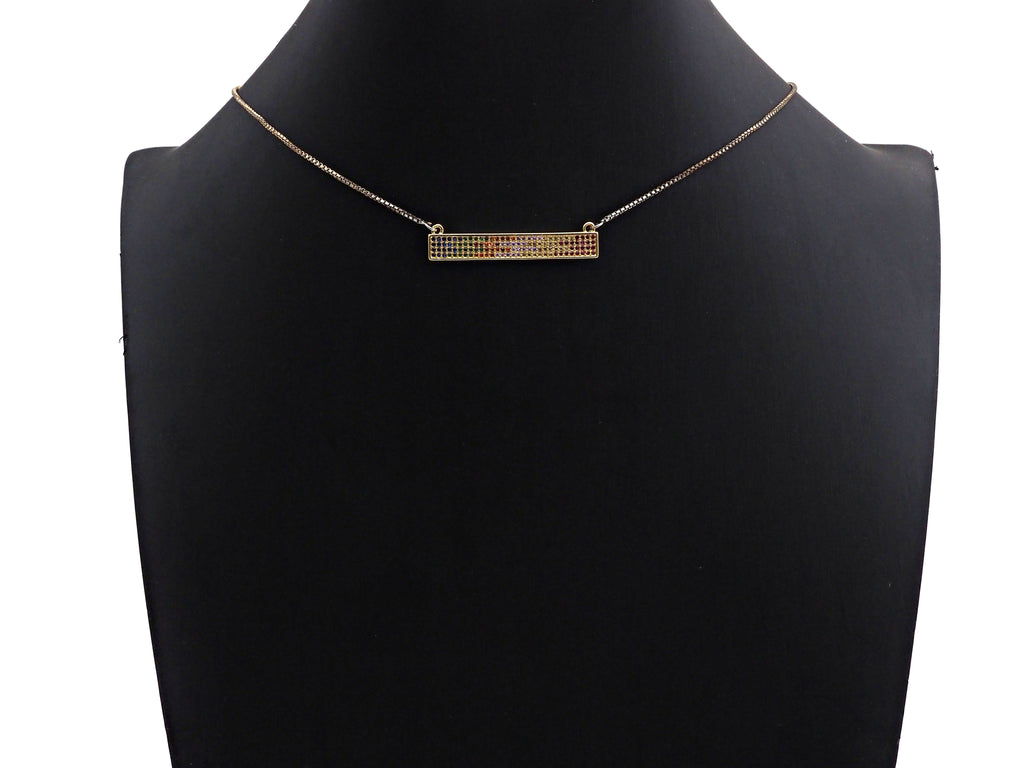 Colorful CZ Micro Pave Long Bar Charm/Pendant, SKU#F1129C
